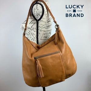 Lucky Brand Harper Leather Large Hobo Tan